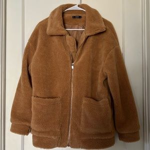 Shein Dual-Pocket Teddy Coat
